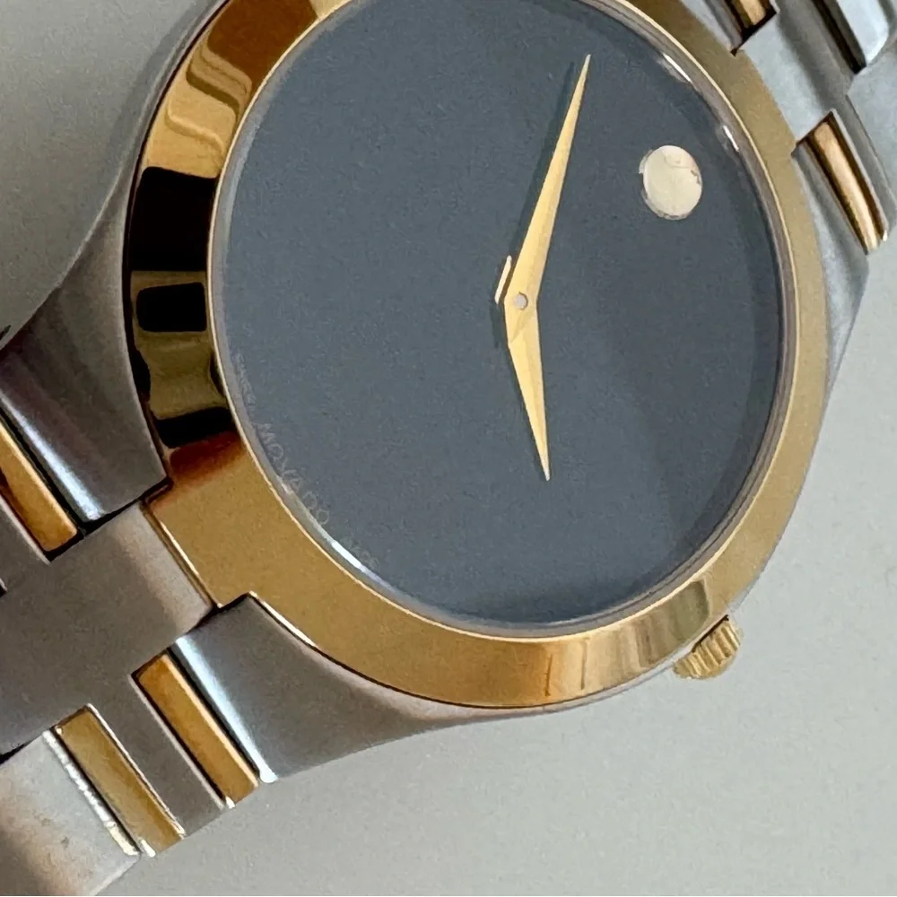 Movado Museum Classic Two Tone Swiss Watch Sapphire Crystal Minimalist